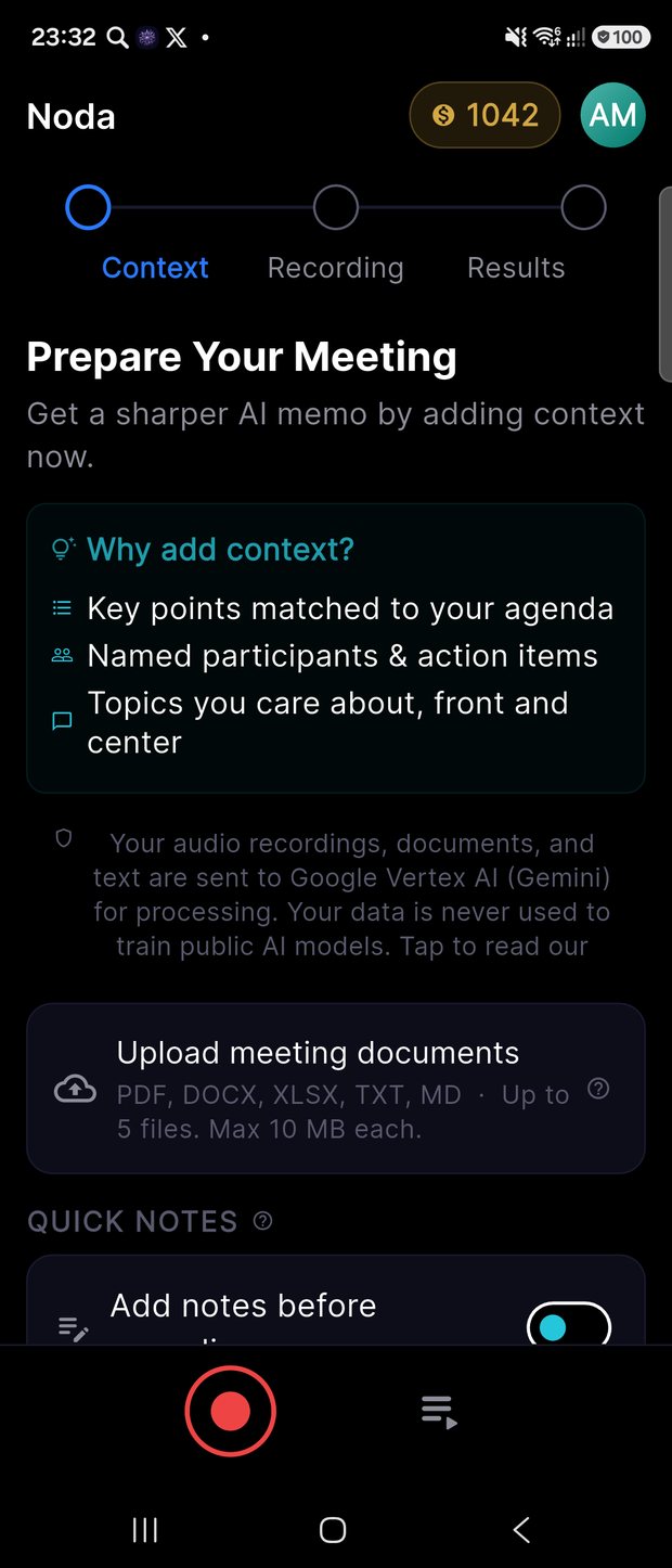 Upload documents or text on the Context screen