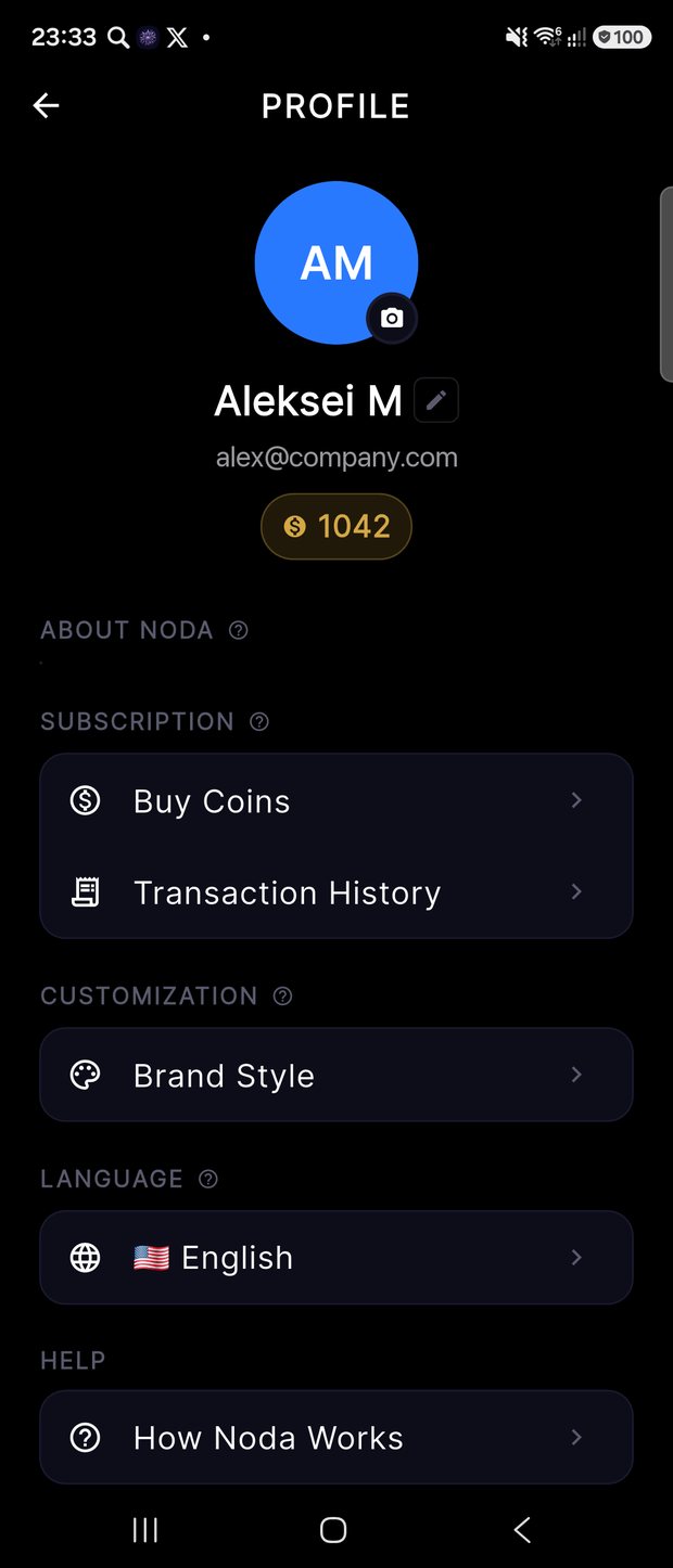 Profile and settings